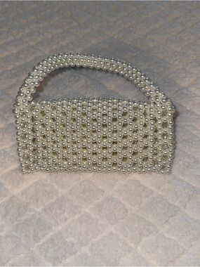 Windsor Ivory Pearl Beaded Clutch with Top Handle